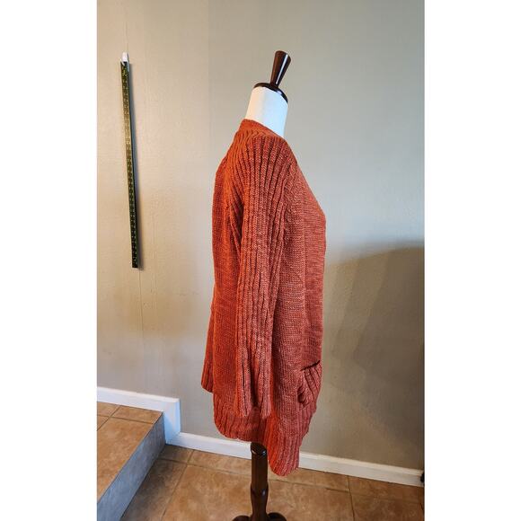 Chico's Women's Orange Open Cardigan Sweater SZ 2 Fall Autumn - Picture 4 of 13